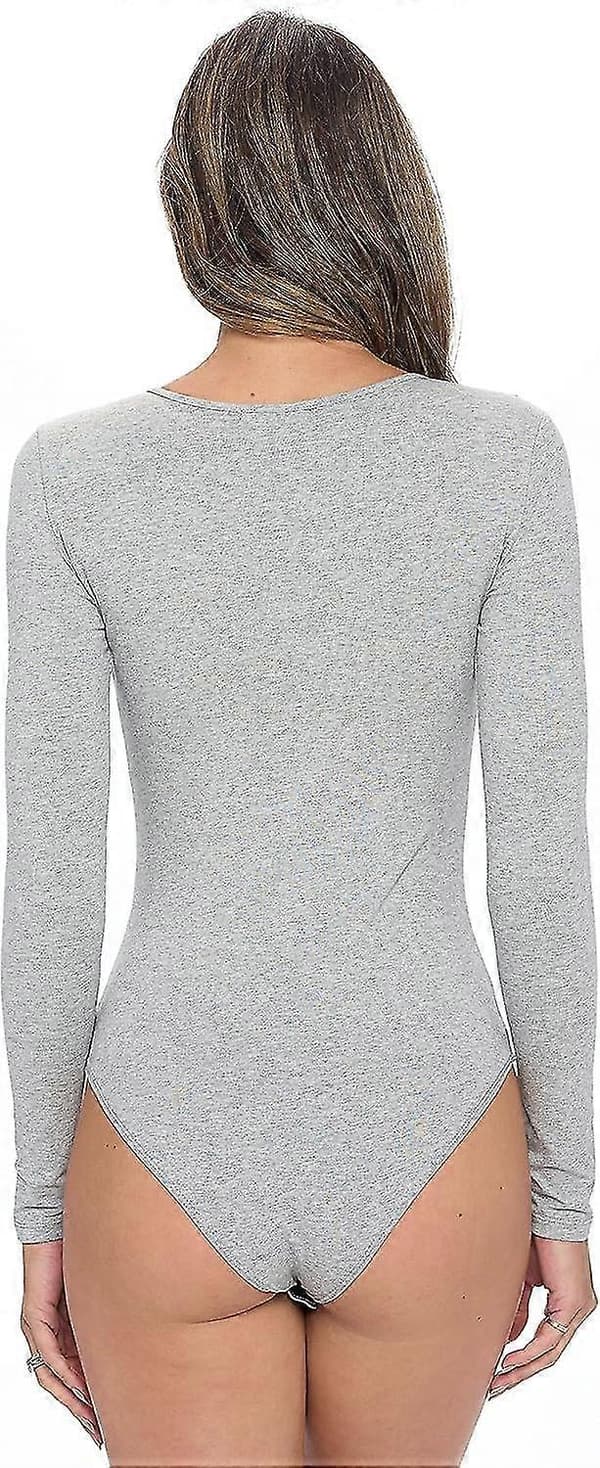Langærmet bodysuit - Åndbar bomuldsstretch Heather Charcoal X-Small