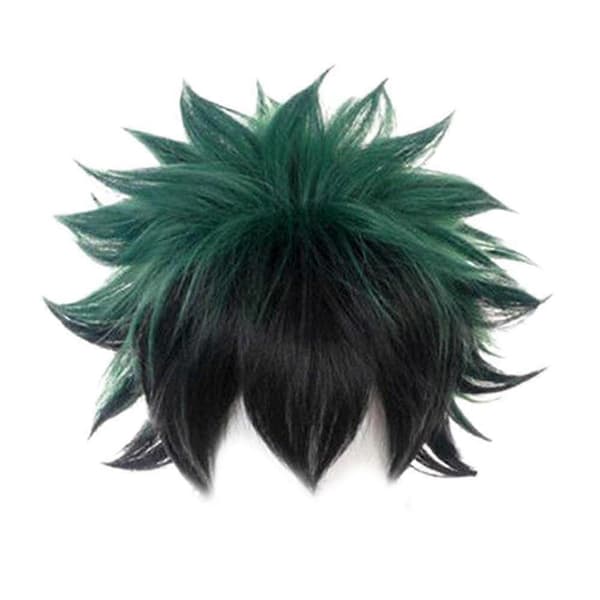 Cosplayparyk til My Hero Academia Deku, tofarget gradient kostumeparyk musta J