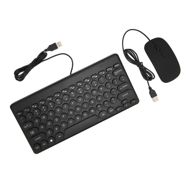 Tastatur og mus-sæt Komfortabel Ergonomi Strømbesparende 78 Taster Rund Tastehætte 4 Museknapper Kablede Computertilbehør Sort