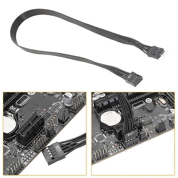 【03】24AWG Computer 9-bens han til hun forbindelse fladkabel USB 9-bens forlængelse 30cm