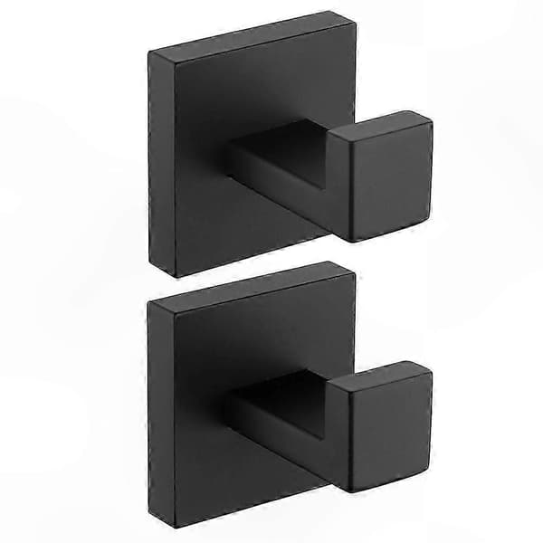 Håndklædekroge til badeværelset - 2-pak vægmonterede kroge i rustfrit stål til håndklæder og badekåber Black 5X5X4.5CM