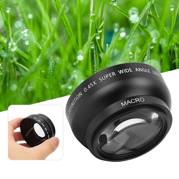 JSR&#8209;1155 Avancerad 49MM 0.45X Vidvinkel Makroobjektiv Passar Alla Kameraobjektiv med 49MM Diameter