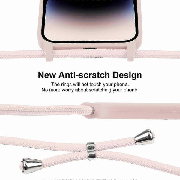 Skulderremsetui med flydende silikone til 14 Pro - HK603 Sand Pink