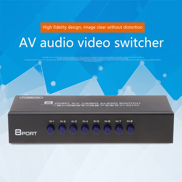 【03】8-vejs AV-switch RCA-switch 8 ind 1 ud kompositvideo L/R-vælger til DVD