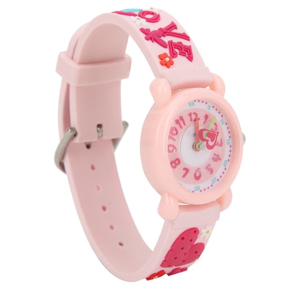 Barn Tecknad Armbandsur PVC Rem Vattentät Quartz Klocka för Pojkar Flickor Rosa