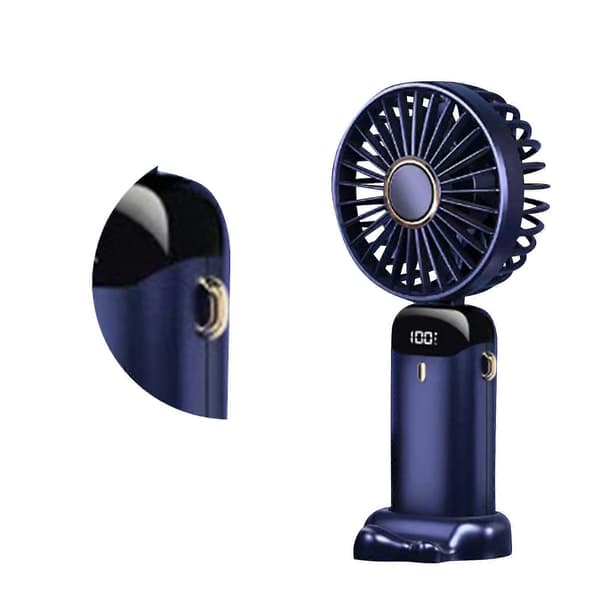 Bærbar håndholdt personlig mini-ansigtsventilator 5 hastigheder genopladelig til rejser med LED-display blue