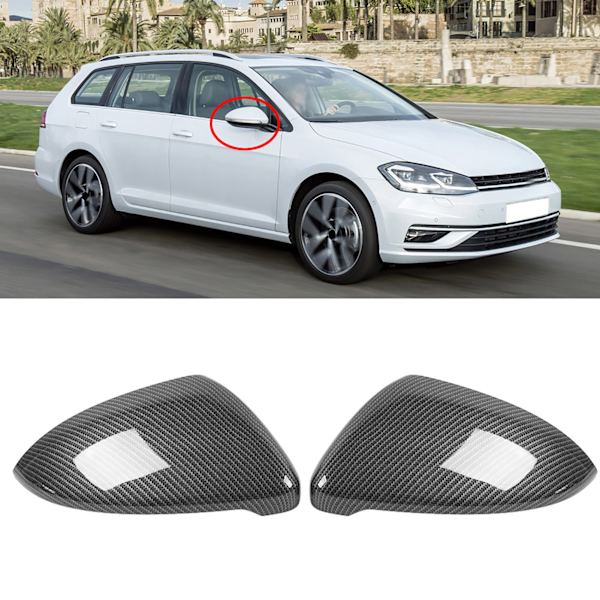 2st Kolfiberstil Backspegel Wing Mirror Cover Cap