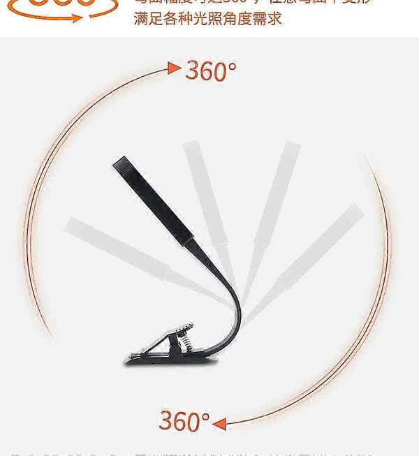 USB genopladelig læsefølende LED-lys fleksibel clip-on boglampe nat
