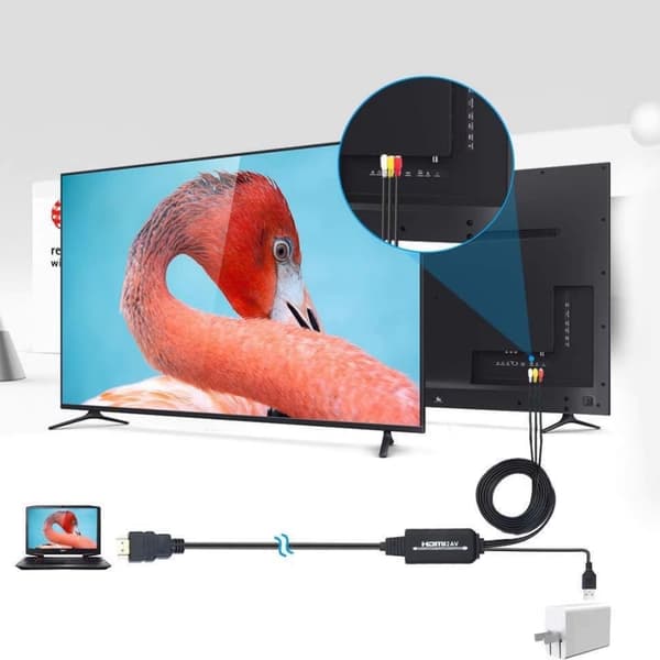HDMI til AV-konverter, HDMI til AV-adapterkabel, projektor/computer/PS4 til TV/skærm-adapter