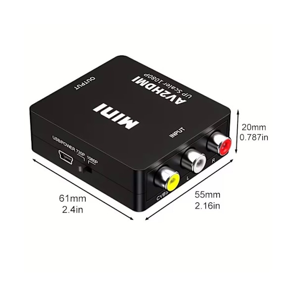 RCA til HDMI-adapter, AV til HDMI-konverter