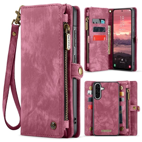 【03】CaseMe Multi-Slot 2 i 1 Pung Etui Samsung Galaxy A56 Rød