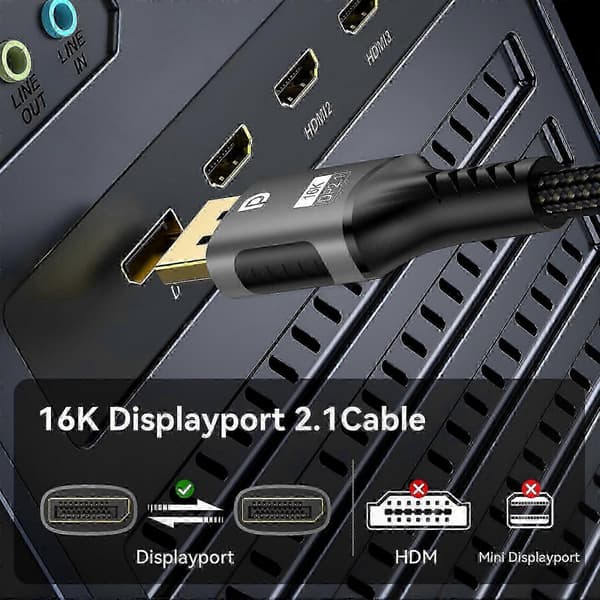 HDMI 2.1-kabel med hög hastighet, stöder 16K, 8K@120Hz, 4K@240Hz, 80Gbps, dynamisk HDR för spel, bärbar dator, TV, skärmanslutning 2m