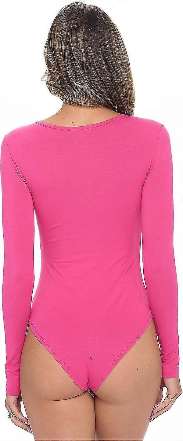 Langærmet bodysuit - Åndbar bomuldsstretch Hot Pink X-Small