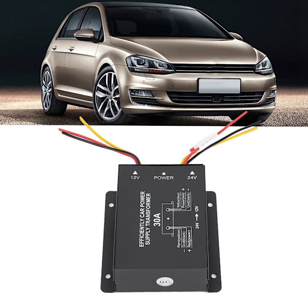 Auton DC-tehomuuntaja-invertteri DC 24V - 12V auton jännitteenalennin (30A)