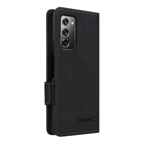 Kompatibel med Galaxy Z Fold2 5G magnetiskt flip-läderfodral med säkert lås Black
