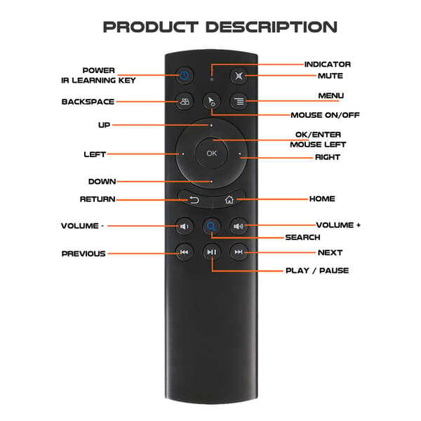 G20BTS Multifunktionell Bluetooth-fjärrkontroll för projektor, TV-box och dator