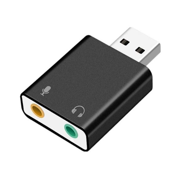 2 stk. USB 7.1 lydkort i aluminiumslegering, eksternt computerlydkort