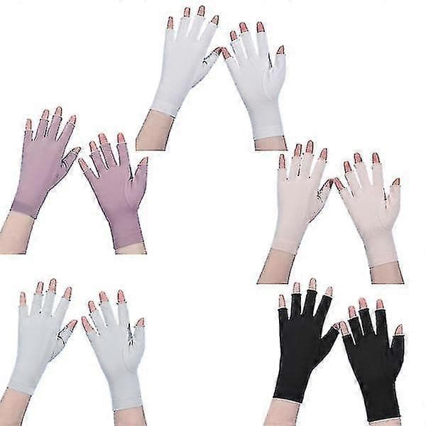 Damhandskar Sommar Dam Anti-UV Solskydd Ice Silk Tunna Handskar Mesh Andningsbara Körhandskar Black