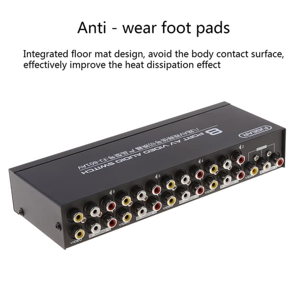 【03】8-vejs AV-switch RCA-switch 8 ind 1 ud kompositvideo L/R-vælger til DVD