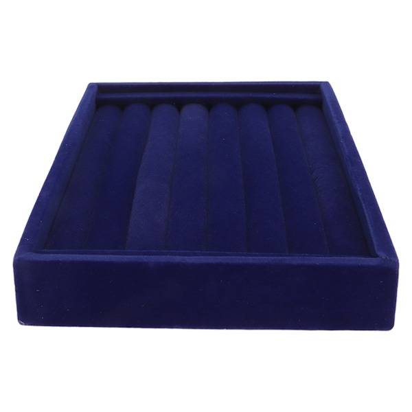 7 Fack Ring Örhängen Bricka Multifunktionell Utrymmesbesparande Blå Sammet Smyckeskrin Display Organizer