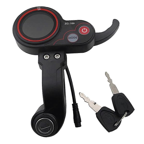 【03】LCD Display ZQ-100 Elektrisk Scooter Display med Låsende Instrumentbræt Tilbehør Kickscoot Black
