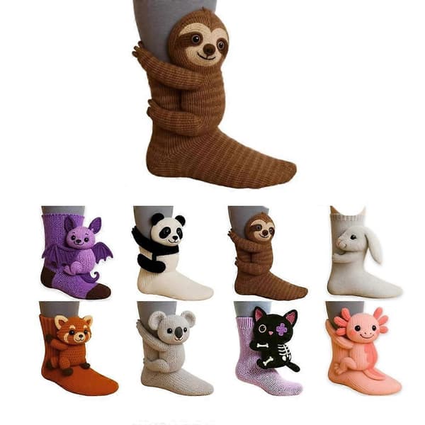 【03】3D Søde Dyrestrømper Strikkede Dyremønster Gulvstrømper Unisex Sjove Vinter Julegaver salamander