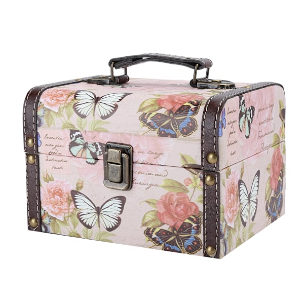 Smyckeskrin Organizer Fodral Bärbar Trä PU Smyckesdisplay Förvaringsfodral för Halsband Örhängen2202C