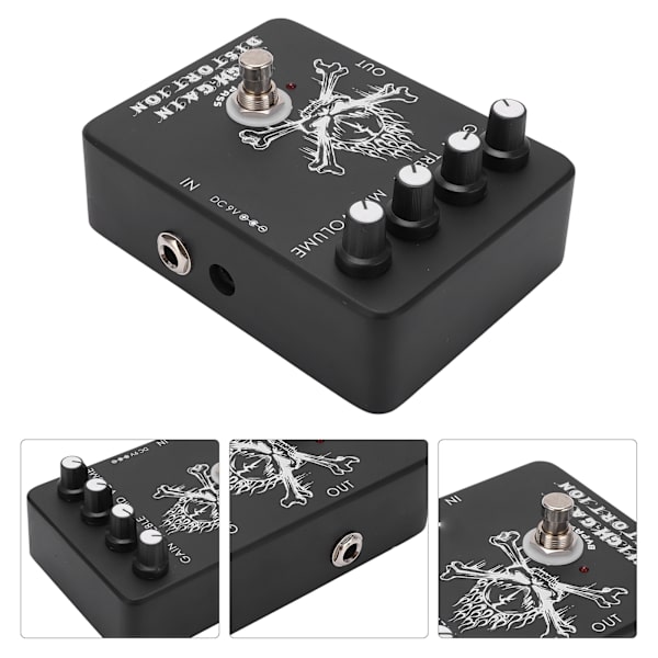 High Gain Distortion Effekt Elektrisk Gitarr Metall Monoblock Effektpedal med LED-Blixt 11mA