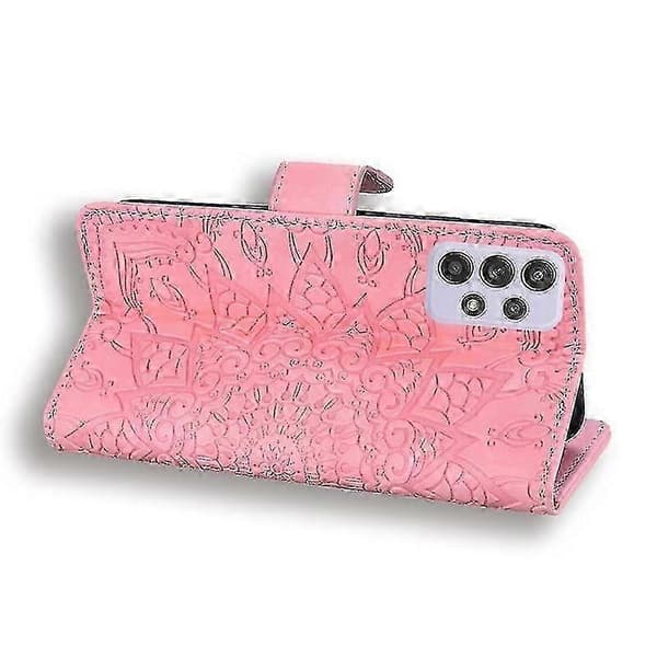 Plånboksfodral för Samsung Galaxy A52/A52S Premium PU-läder Flip Cover Mandala -XN Light pink