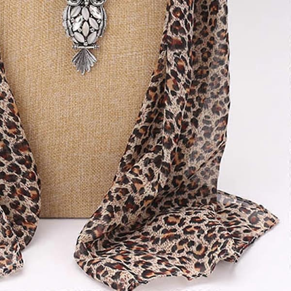 Mode helt nye kvinder lang chiffon leopard dame tørklæde halskæde vedhæng smykker kaffe en størrelse Coffee One Size