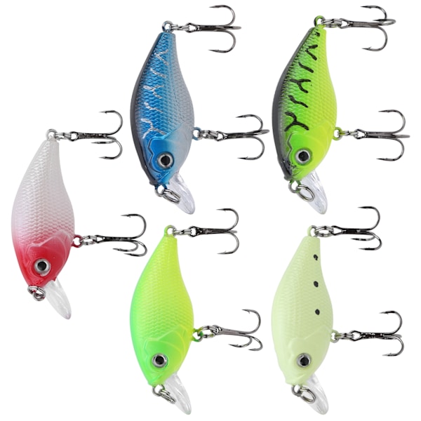5 st Fisklockar Set Konstgjorda Färgglada Små Tjocka Fiskbeten Kit Fisketillbehör