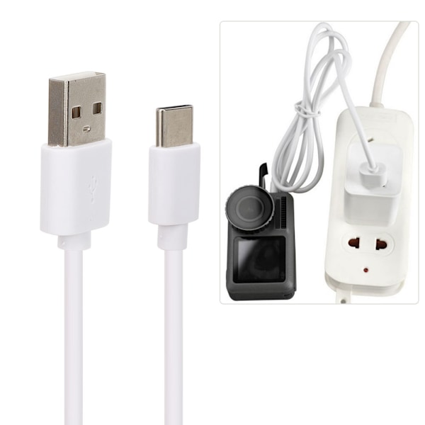 100CM Vit USB-laddningskabel Typ C Gränssnitt Överföring Snabbladdning Datakabel för DJI OSMO ACTION Actionkamera