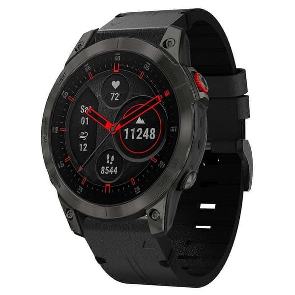 【03】Til Garmin EPIX Gen 2 22mm Læder Stålspænde Urrem Black