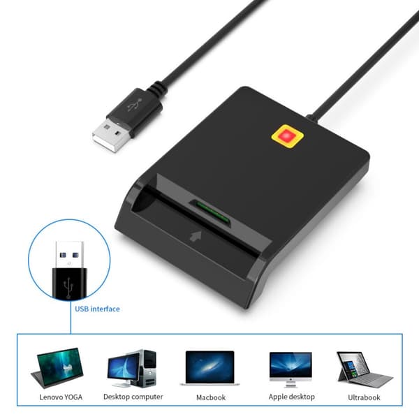 USB 2.0 smart IC-kortlæser, SIM-kort og bankkortlæser
