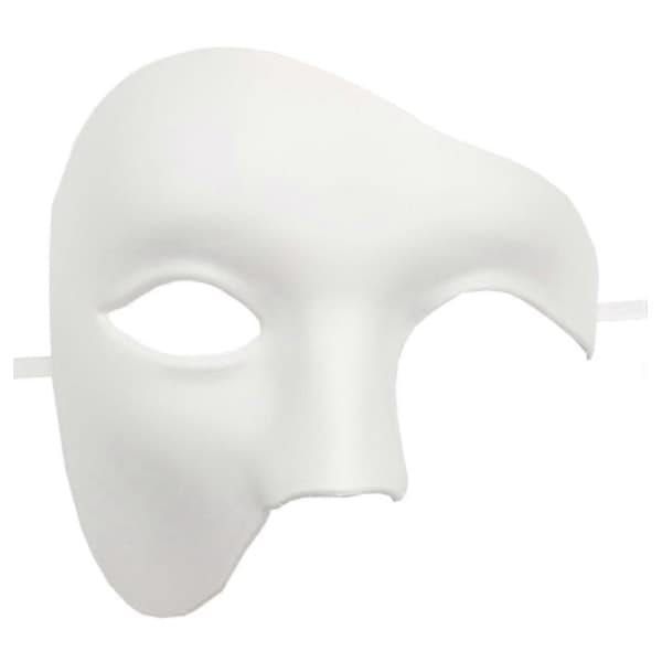 【03】Mask för män Fantomen på Operan Halvmask Maskeradmask Vit White