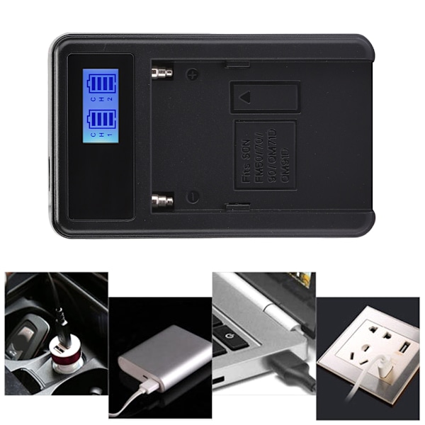 SEIVI Sort Plastik LED Video Lys LCD Elektrisk Mængde Display Kamera Batteri Oplader til Sony NP F550 F960 F970