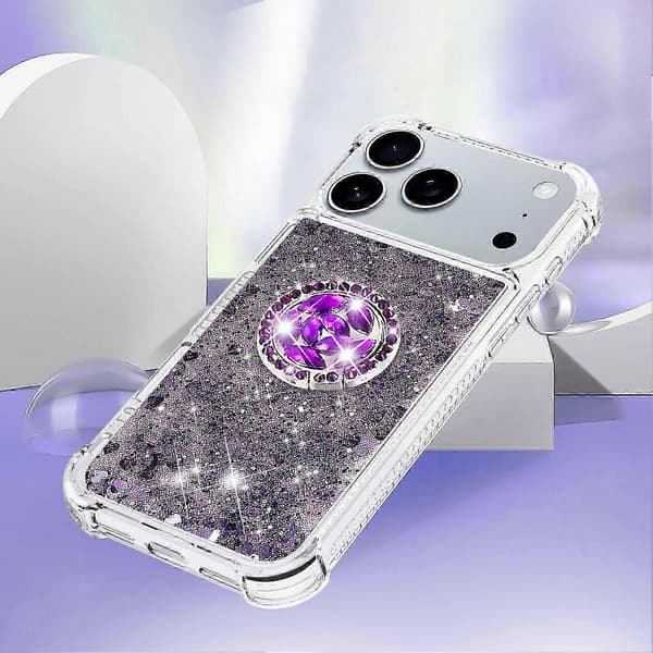 Quicksand TPU-cover med stativ til 17 Pro Max stødsikkert etui DarkPurple