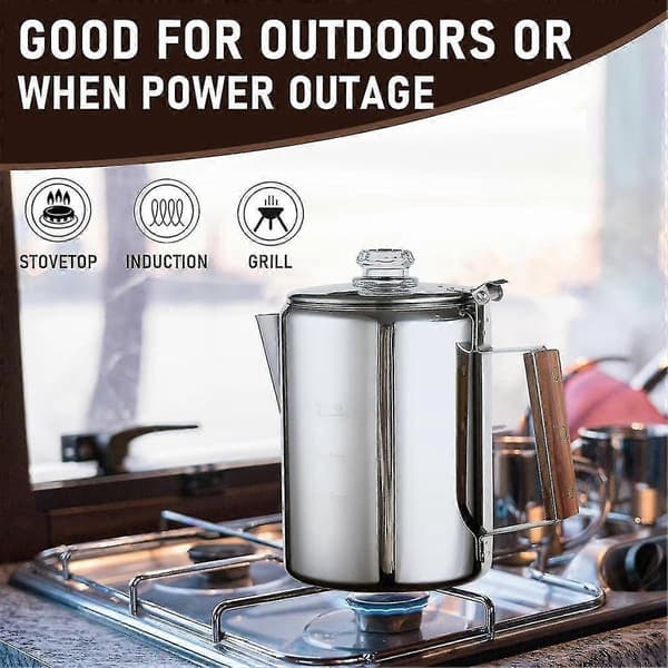 Kaffeperkolatorer Komfur til camping, Perkolatorkaffekande Rustfrit stål Kaffemaskine Camping Hopea