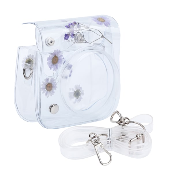 Transparent Kameraväska PVC Förvaringsväska med Justerbar Axelrem för Instax Mini 11 Skydd Lila