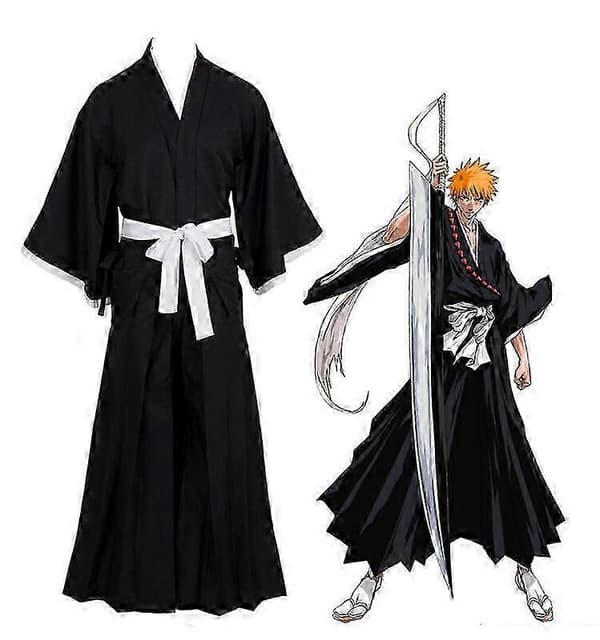 Halloween Bleach Kurosaki Ichigo Robe Mantel Cosplay Kostym XL