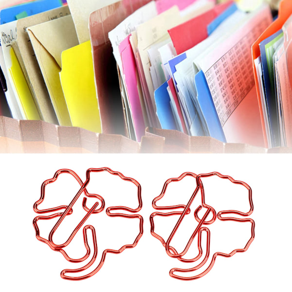 50 st Blad Gem 4-klöver Design Stark Metall Ljus Röd Färg Söta Gem för Bok Memo Filer