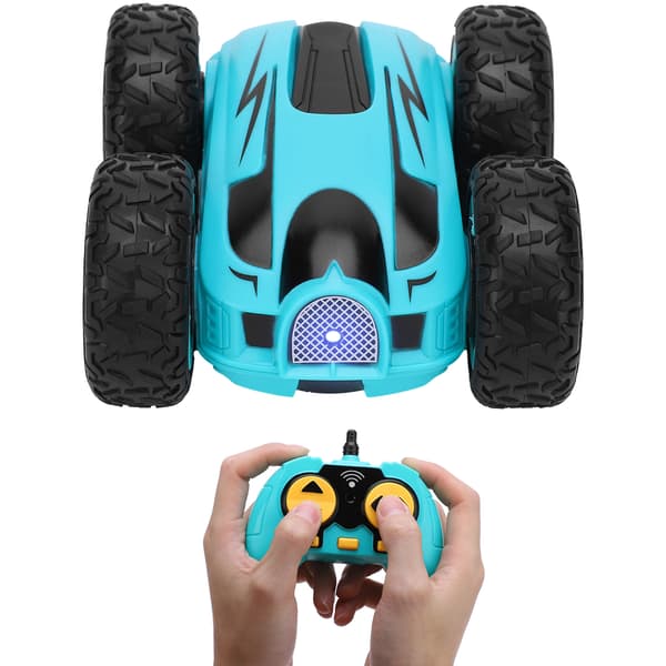 Mini Stunt 2.4G Hög Hastighet Tvåsidig 360 Grader Rotera Trådlös RC Bil Fyrahjulsdrift (blå)