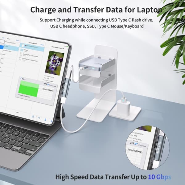 USB-C–USB-C-adapteri – 60 W pikalataus ja 10 Gbps tiedonsiirto