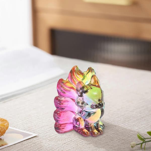 Rævefigur Ornament Krystal Ni-halet Ræv Statue Håndskåret 2 Styk