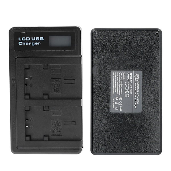 Batterioplader i plast med LCD-display, dobbelt kameraopladning til NP-FV100