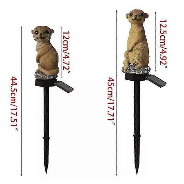 Søde Surikater Havefigur Surikater med Lysende LED-hjelme Figur Solcellelys Dyrepynt Udendørsfigur long