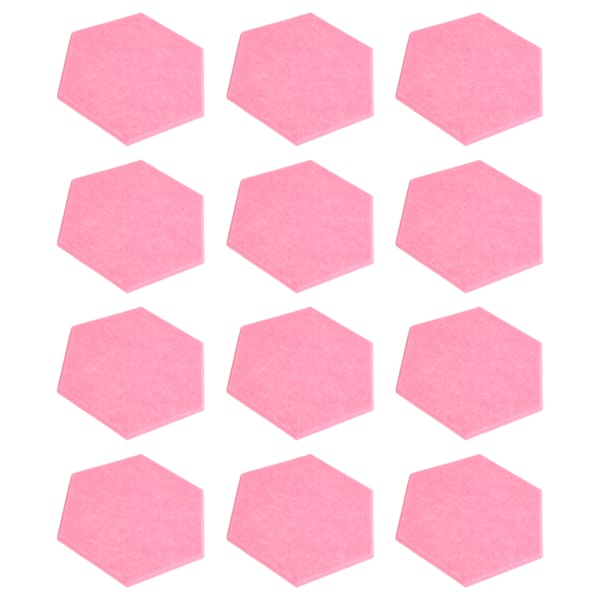 12 st Ljudabsorptionsskiva Hexagon Självhäftande Akustikpaneler Kilformade Väggar Ljudisolerad Inhägnad Rosa