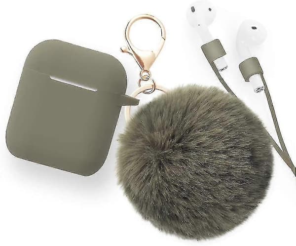 skyddsfodral airpods 2&1 anti-förlorad rem, pälsboll silikon