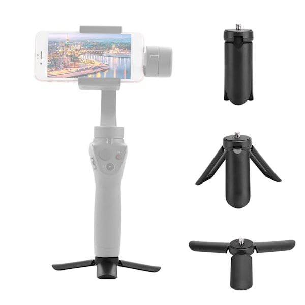 Mini Skridsikker Desktop Tripod med 1/4 tommer Skrue Universal til Smartphone Action Kamera Holder (Sort)