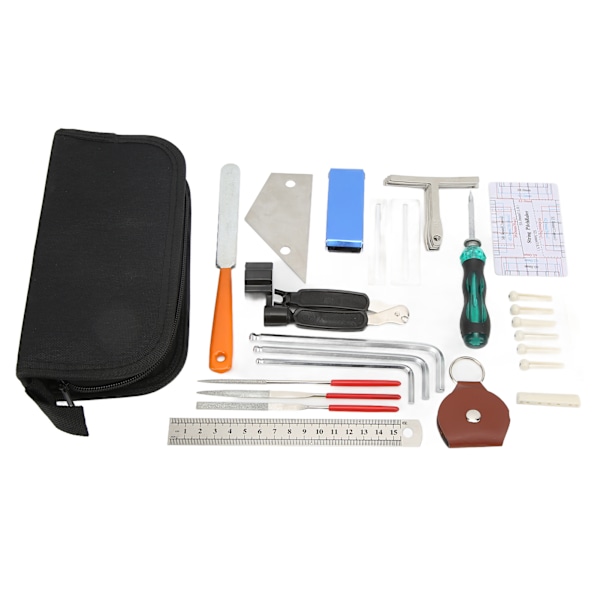 36st Gitarrreparationsverktyg Kit Setup Underhåll Strängbyte Stämnyckel Nivelleringslinjal
